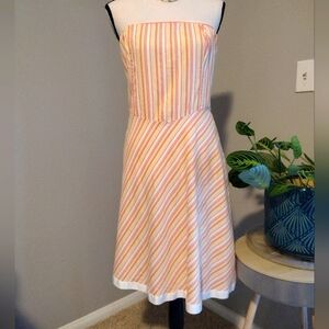 Charlotte Russe Strapless Sun Dress Striped Sleeveless White Peach Orang…